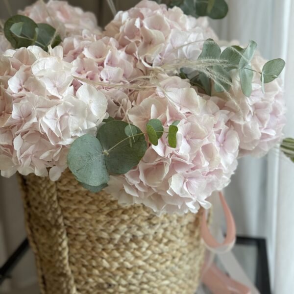 Kosz z hortensjami